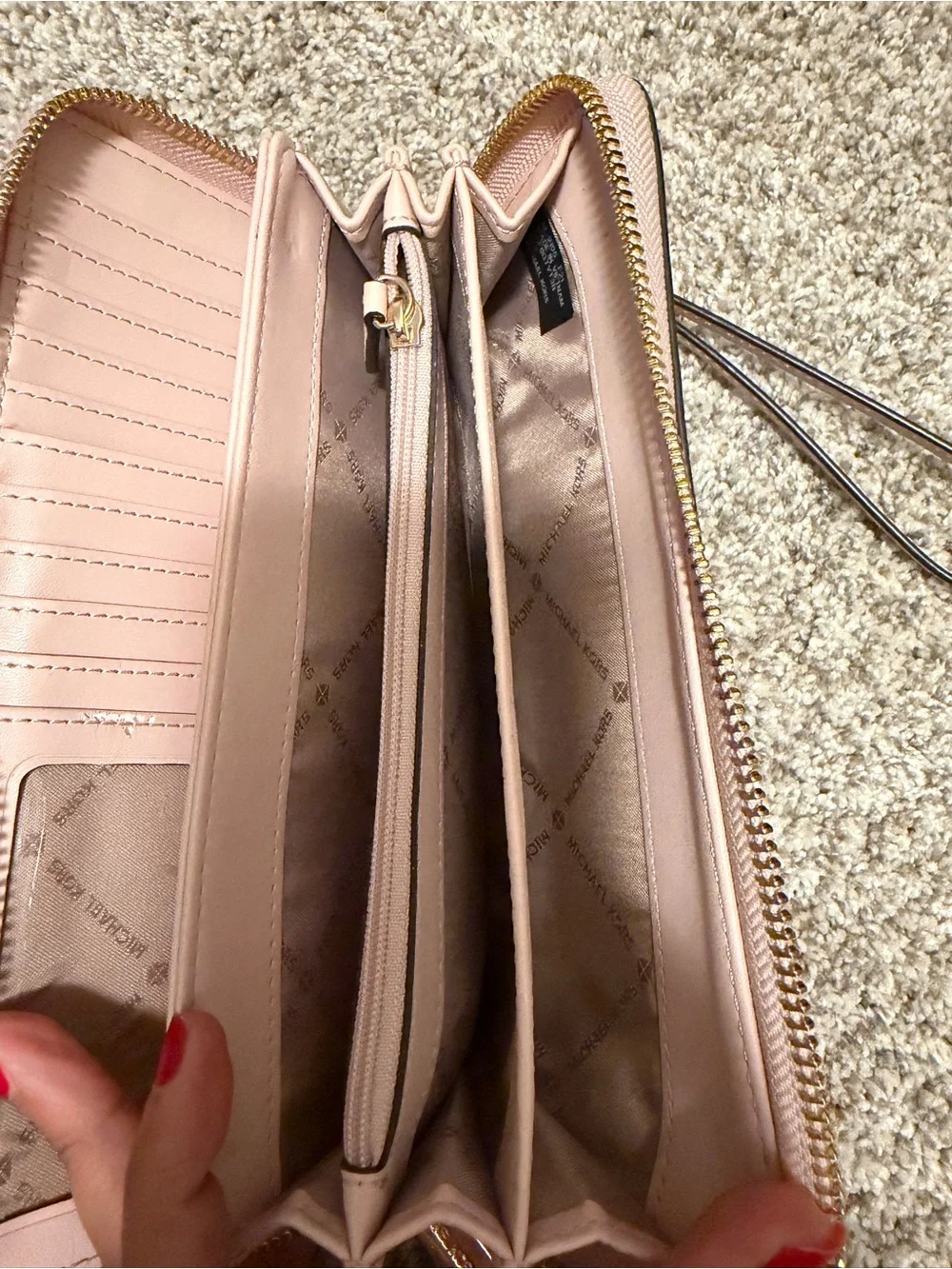 Michael Kors Brown and Blush Signature Wristlet Wallet